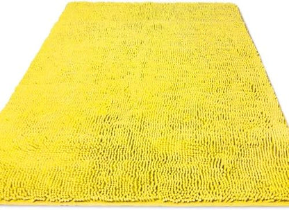 Yeaban Chenille Yellow Bathroom Rug 36"x60",Non-Slip Rubber Backing