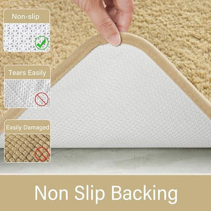 LOCHAS Bathroom Rug Runner 24x60 Inch, Bath Rugs Non Slip, Beige