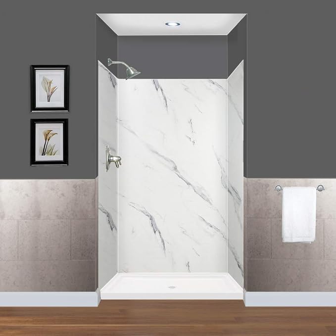 Transolid EWK483672-41 Expressions 3-Panel Shower Wall Kit, 36-in L x 48-in W x 72-in H, Bianca