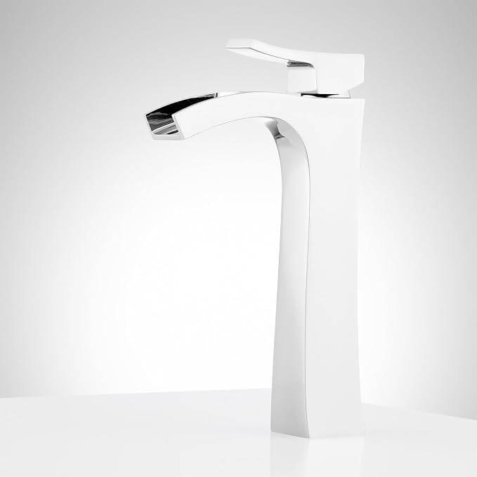 Signature Hardware 477033 Vilamonte 1.2 GPM Vessel Single Hole Bathroom Faucet with Metal Lever Handle and Pop-Up Drain Assembly | Includes - Metal Lever Handle and Pop-Up Drain Assembly - Matte Black