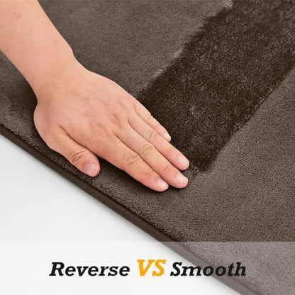 HUXMEYSON Bathroom Rugs Sets 2 Piece, Non-Slip & Quick Dry Bath Mat Set, Ultra Soft Velvet Bath Rugs for Bathroom, Toilet and Shower Floor, Brown