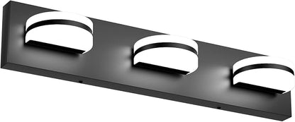 Aipsun LED Modern Black Vanity Light Acrylic Vanity Light Over Mirror 3 Lights Bathroom Wall Light
