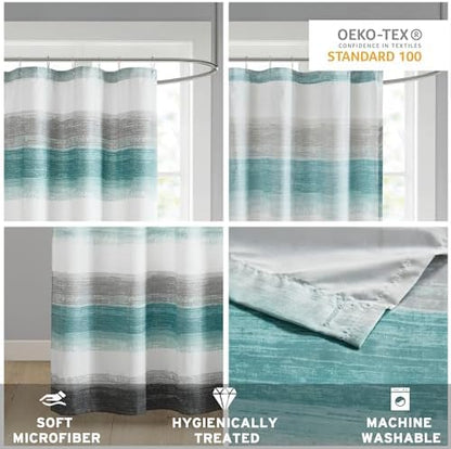 Madison Park Saben Shower Curtain for Bathroom, 72 x 72, Aqua/Grey