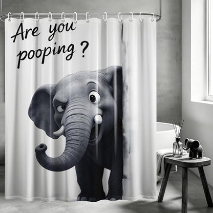 Funny Elephant Shower Curtain are You Pooping, 70x72 Inchs