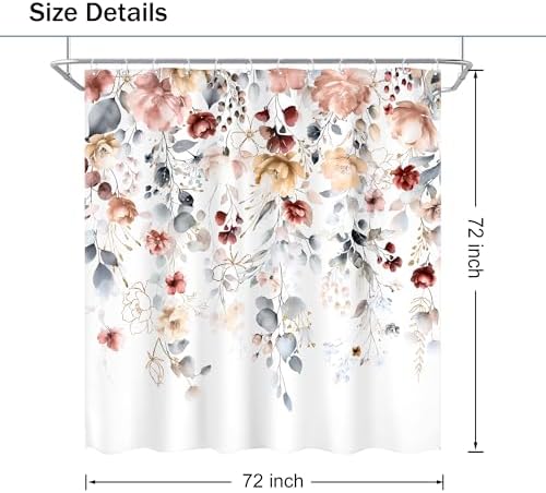Floral Coral Pink Colorful Blue Eucalyptus Bathroom Shower Curtain Set