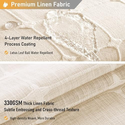 BTTN 72x90 Boho Farmhouse Linen Heavy Duty Shower Curtain Set, Cream/Beige