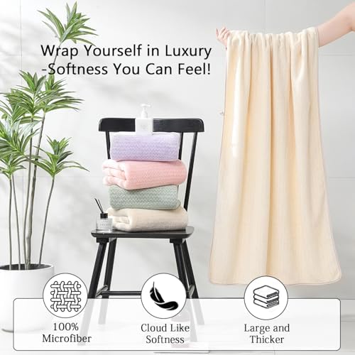 Ycosy 18 Piece Bath Towels Set,100% Microfiber Family Bathroom Towel with Hanging Loops-6 Bath Towels,6 Hand Towels,6 Washcloths,Quick Dry Highly Absorbent Shower Towel for Bathroom,Hotel,Spa-Beige