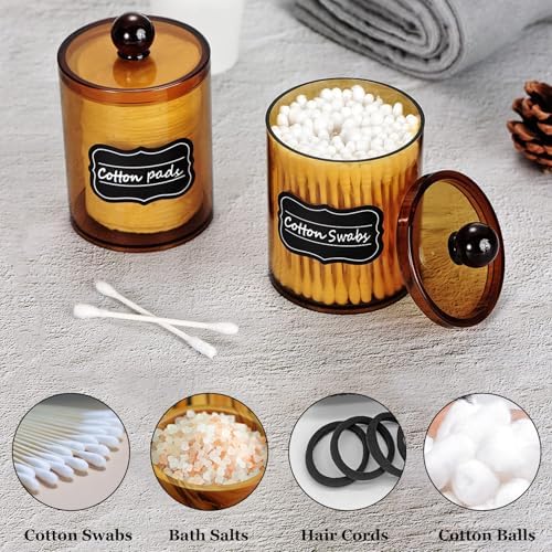 SheeChung 6 Pack Qtip Holder, Amber Acrylic Apothecary Jars for Bathroom