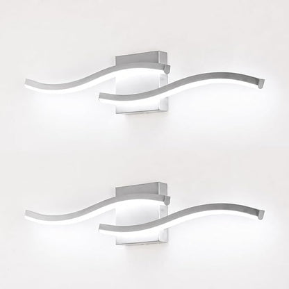 Brushed Nickel Curved Bathroom Vanity Light Fixture Over Mirror, 23.62 inch Modern LED Wall Lamp 5500K Bathroom Light Fixture Vanity Lighting Wall Sconces,2 Packs