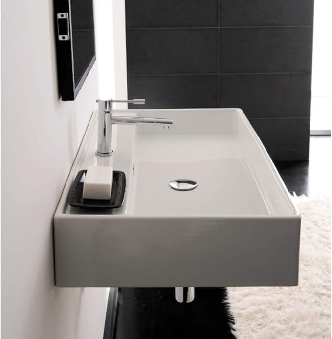 Scarabeo 8031/R-60-One Hole Teorema Rectangular Ceramic Wall Mounted/Vessel Sink, White