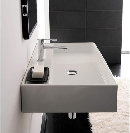 Scarabeo 8031/R-60-One Hole Teorema Rectangular Ceramic Wall Mounted/Vessel Sink, White