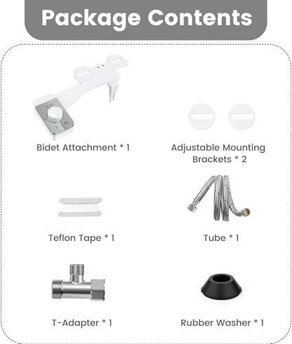 Bidet Attachment for Toilet Ultra-Slim Bidets for Existing Toilets, Non-Electric Bidet Toilet Seat Self-Cleaning Retractable Nozzles Badays for Toilets, Quick & Easy Installation Bedets