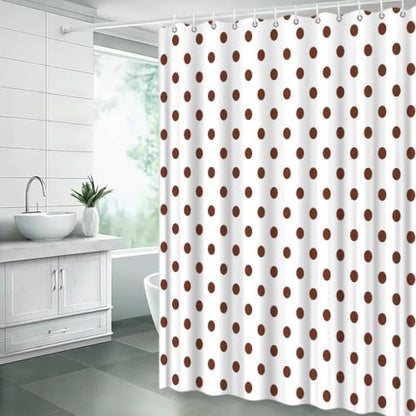Polka Dot Shower Curtain Brown White Dots Vintage Retro Fabric Decorative Bathroom Curtains with Hooks,75" Wx70 H