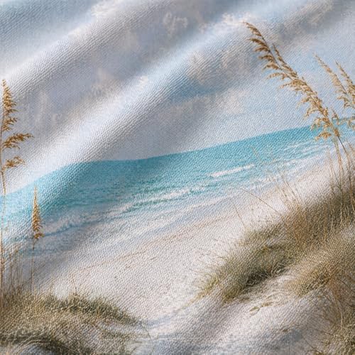 Beach Shower Curtain, Rustic Country Coastal Ocean Decor Bathroom Curtains, Seaside Scenery Waterproof Polyester Fabric Shower Curtain with Hooks 72x72 Inch