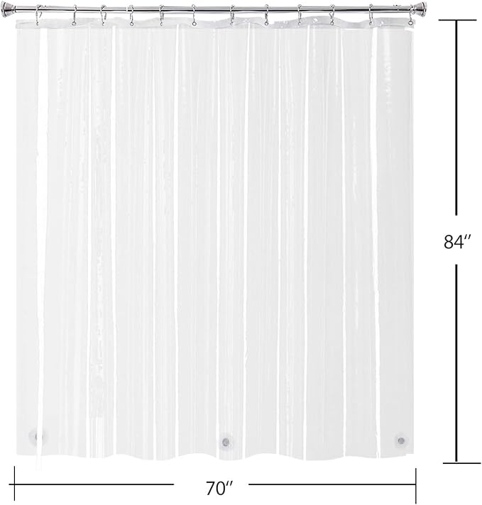 72x84 Extra Long Shower Curtain Liner Clear, Waterproof Heavy Duty | Transparent Plastic PEVA Vinyl Waterproof Inside Tall Shower Liner with 3 Magnets and Rustproof Grommets