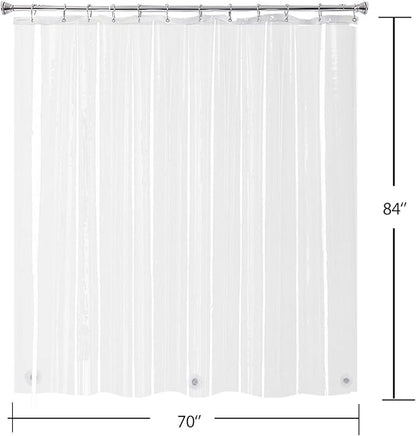 72x84 Extra Long Shower Curtain Liner Clear, Waterproof Heavy Duty | Transparent Plastic PEVA Vinyl Waterproof Inside Tall Shower Liner with 3 Magnets and Rustproof Grommets