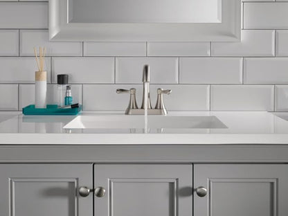 Delta Faucet Esato Centerset Bathroom Faucet Brushed Nickel, Bathroom Sink Faucet, Drain Assembly Included, SpotShield Brushed Nickel 25897LF-SP