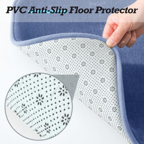 HUXMEYSON Bathroom Rugs Sets 2 Piece, Non-Slip & Quick Dry Bath Mat Set, Ultra Soft Velvet Bath Rugs for Bathroom, Toilet and Shower Floor, Dusty Blue