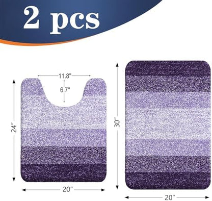 OLANLY Micorfiber Bathroom Rug Set 2 Piece, 30"x20"+U-Shaped 24"x20"