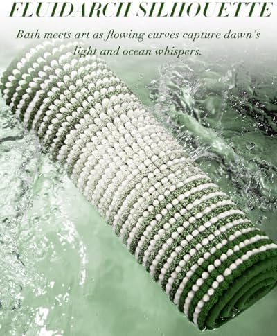 BSICPRO Large Bathroom Rugs Runner, 22x60 Striped Bath Mats, Hunter Green