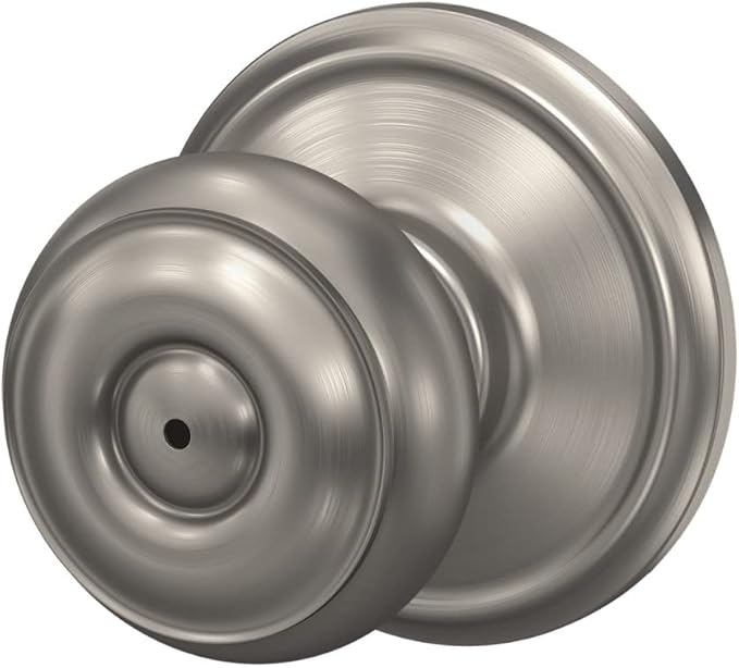 Schlage F40 GEO 619 Georgian Door Knob, Bed & Bath Privacy Lock, Satin Nickel