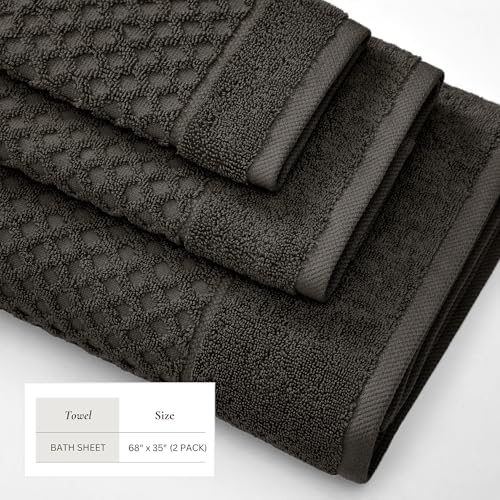 Great Bay Home Oversized Bath Sheets - 100% Cotton 2 Pack 68x35 Extra Large Towel - Absorbent, Durable, Quick-Dry Towels for Bathroom (Midnight)