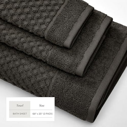 Great Bay Home Oversized Bath Sheets - 100% Cotton 2 Pack 68x35 Extra Large Towel - Absorbent, Durable, Quick-Dry Towels for Bathroom (Midnight)