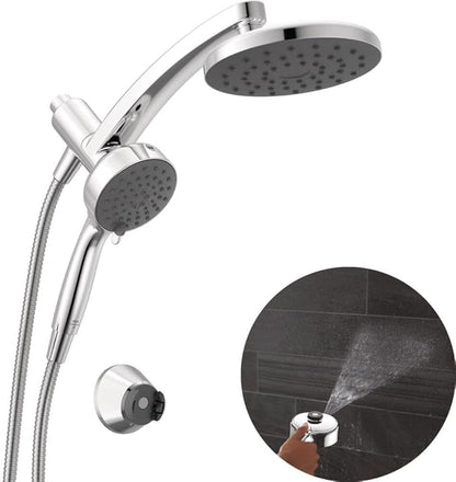Delta 6-Setting PivotPro 3-in-1 Combination Shower Head with ProClean Spray, Chrome Round Shower Head Rainfall with Handheld Spray, 1.75 GPM, Chrome 75648