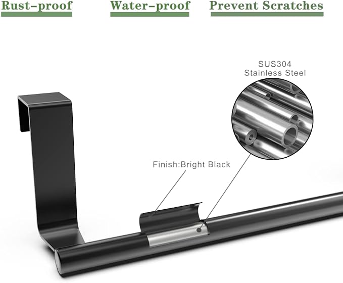 Towel Rack for Cabinet, Strong Steel Kitchen Over Cabinet Towel Bar Holder, 9" Wide - 2 Pack - Black