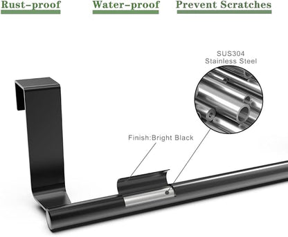 Towel Rack for Cabinet, Strong Steel Kitchen Over Cabinet Towel Bar Holder, 9" Wide - 2 Pack - Black