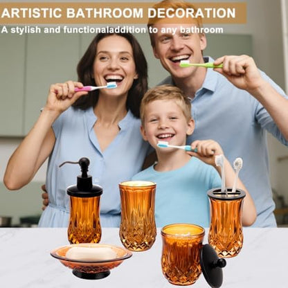 Amber Bathroom Accessories, Round Thick Glass & Zinc Alloy Pump