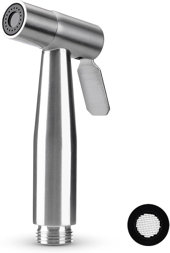 Handheld Bidet Sprayer for Toilet, Stainless Steel Bidet Head for Cloth Diaper, Pet Shower, Kitchen Cleaning, Personal Hygiene, G1/2 Hose Connectors