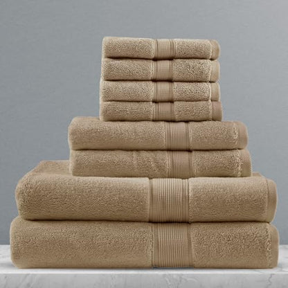 Madison Park 800GSM 100% Cotton Bathroom Bath Towel Set of 8, Taupe