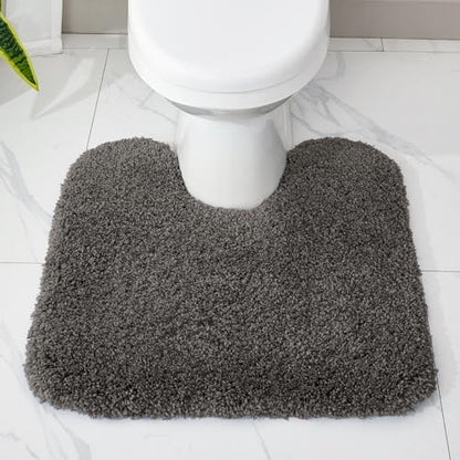 Disolla Toilet Mat 22x24 - Non Slip Fluffy U-Shaped Contour Rug, Ultra-Soft Plush Toilet Floor Mat, Absorbent & Machine Washable, Dark Grey