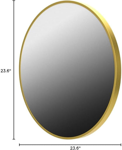 HARRITPURE 24 Inch Round Mirror Gold Circle Bathroom Mirror | Modern Aluminum Alloy Frame Wall Mounted Vanity Mirror for Living Room, Bedroom, Entryway