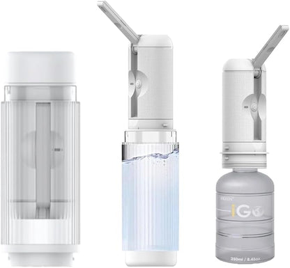 VIKKEN® Go+ Portable Travel Bidet Rechargeable, 300ml+250ml Ivory White | Handheld personal hygiene water jet, men and women; 3 pressure modes, long-press stop; 2 bottles, carry bag