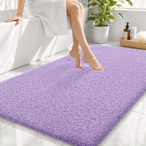 OLANLY Microfiber Large Bathroom Rugs 44x32, Ultra Soft Bath Mat, Lavender