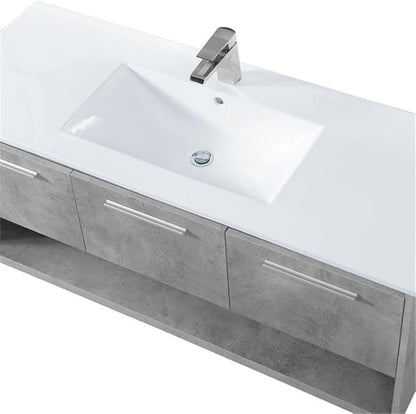 Elegant Decor Kasper 48" Single Porcelain Top Floating Bathroom Vanity in Gray