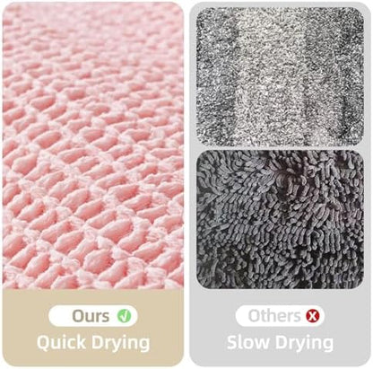 TYUU Waffle Bath Mat, Cute Bathroom Rugs Non Slip, 30x20 Light Peachy Pink