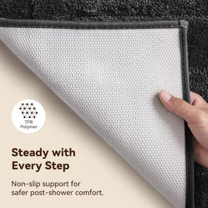 GRANNY SAYS Charcoal Gray Bathroom Rug 16" x 24", Non-Slip Bath Mat