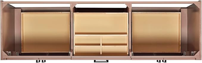 ARIEL Loren 72-inch Bathroom Vanity with Sink,Solid Wood, 1.5-inch Carrara White Quartz Countertop, Double Rectangular Porcelain Sink, 4 Soft Closing Doors, 3 Dovetail Drawers, Mocha