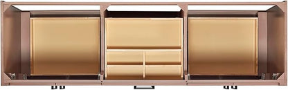 ARIEL Loren 72-inch Bathroom Vanity with Sink,Solid Wood, 1.5-inch Carrara White Quartz Countertop, Double Rectangular Porcelain Sink, 4 Soft Closing Doors, 3 Dovetail Drawers, Mocha