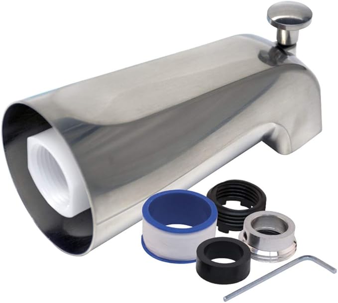 EZ-FLO 5-1/8 Inch Universal Tub Spout with Diverter, Brushed Nickel, 15068