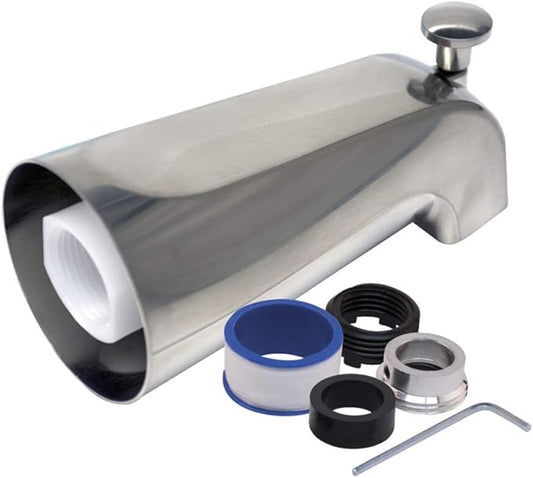 EZ-FLO 5-1/8 Inch Universal Tub Spout with Diverter, Brushed Nickel, 15068