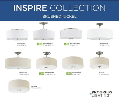 Progress Lighting P3696-0930K9 Close-to-Ceiling, Nickel, 6.00x13.00x13.00