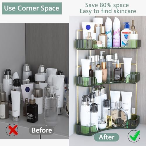 Webetop Corner Bathroom Organizer 3 Tier Makeup Countertop Shelf for Vanity