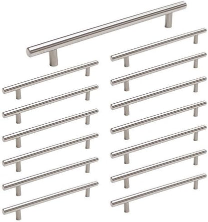 homdiy 15 Pack Brushed Nickel Cabinet Hardware Cabinet Pulls - HD201SN Cupboard Handles Modern Cabinet Door Handles 7-1/2inch Hole Center Modern T-Bar Pulls