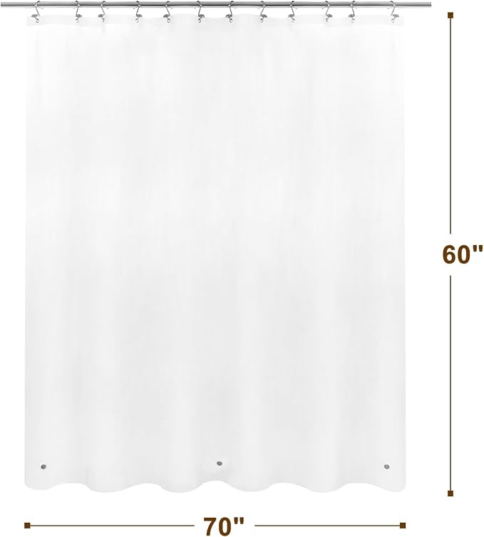 Barossa Design 70x60 Short Frosted Shower Curtain Liner with 3 Magnets | Waterproof PEVA, PVC Free, Metal Grommets, Lightweight Plastic Shower Liner 70 x 60 Inches Short Size for Bathroom