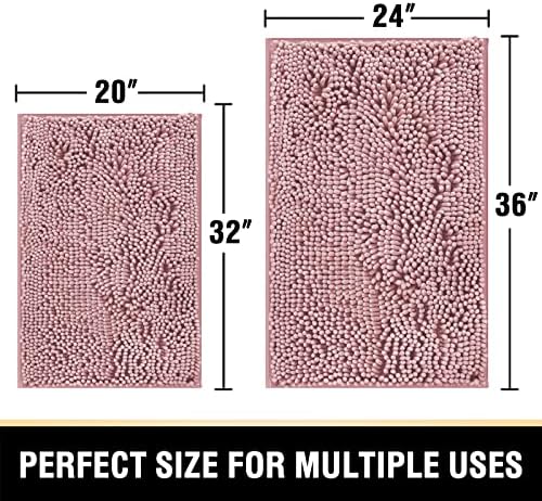 H.VERSAILTEX Bathroom Rugs Bath Mats for Non Slip Luxury Chenille Extra Soft Absorbent Shaggy Mat Washable Fast Dry Sets 2 Piece (Coral Pink, 24'' x 36''/20'' 32'')