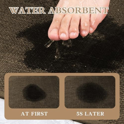 chakme Bathroom Rugs Mat 59x17, Ultra Thin Non Slip Bath Rug Runner Quick Dry Absorbent Bath Mat for Bathroom, (Brown, 59"x17")